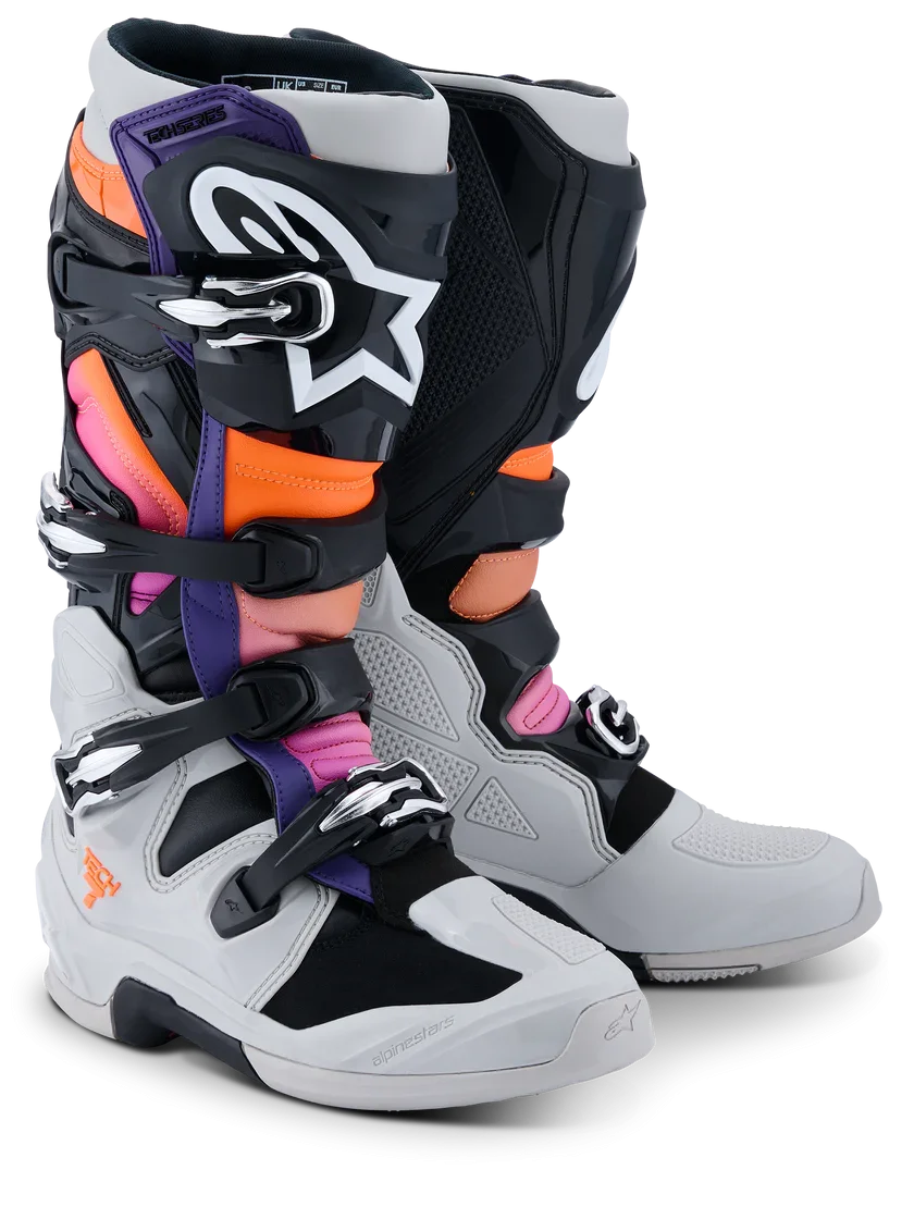 Bota Alpinestars Tech 7 2025 Preto/Cinza/Laranja/Magenta